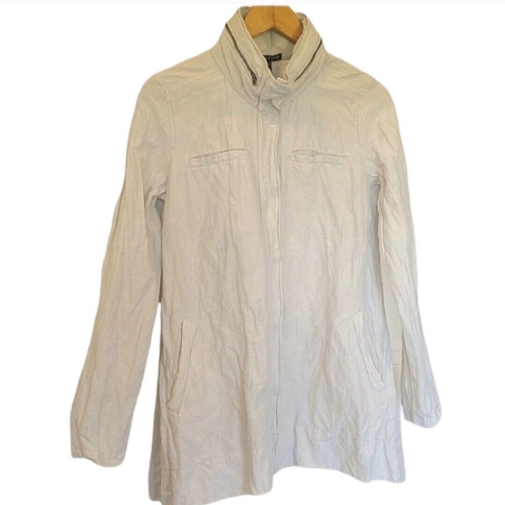 Eileen Fisher Jacket Rumpled Organic Cotton Blend M Medium zip hooded A Line - Picture 11 of 14